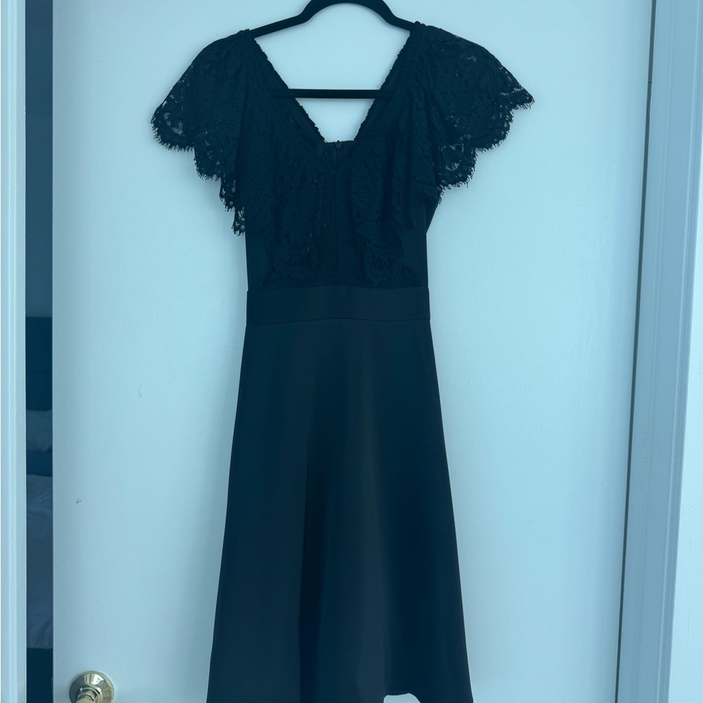 Valentino Black Cut Out Ruffled Midi Dress